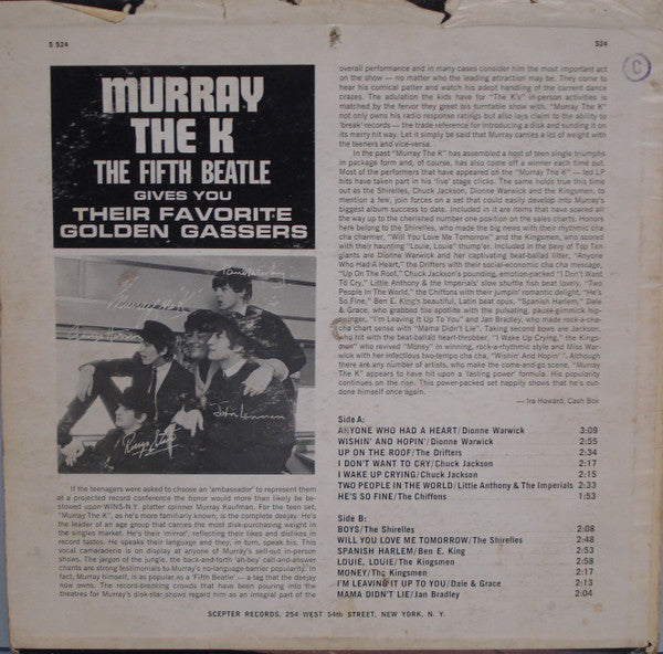 Various : Murray The K The Fifth Beatle Gives You Their Favorite Golden Gassers (LP, Album, Comp, Mono)