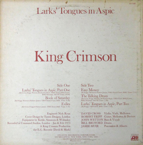 King Crimson : Larks' Tongues In Aspic (LP, Album, PRC)
