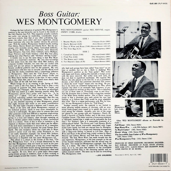 Wes Montgomery : Boss Guitar (LP, Album, RE, RM)