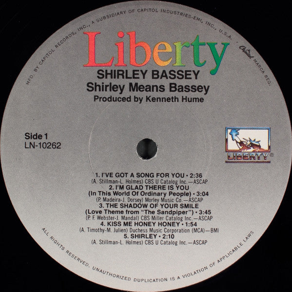 Shirley Bassey : Shirley Means Bassey (LP)