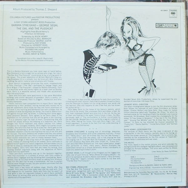 Barbra Streisand, George Segal, Blood, Sweat And Tears : The Owl And The Pussycat (Comedy Highlights And Music From The Soundtrack) (LP, Album)