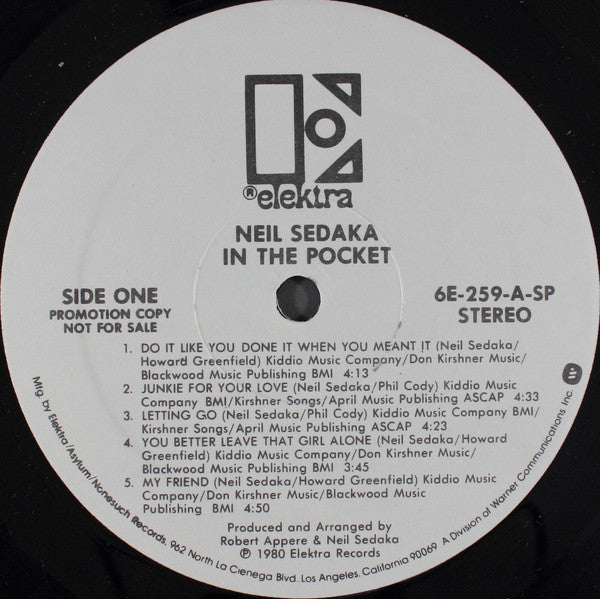 Neil Sedaka : In The Pocket (LP, Album, Promo)