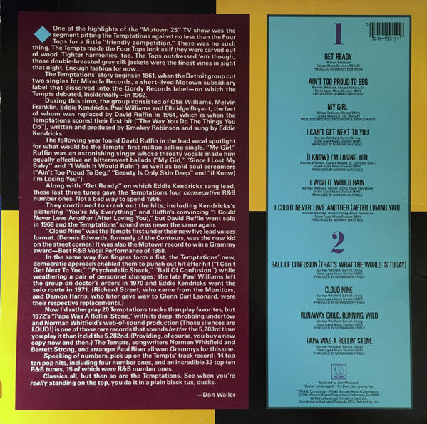 The Temptations : Great Songs And Performances That Inspired The Motown 25th Anniversary Television Special (LP, Comp)