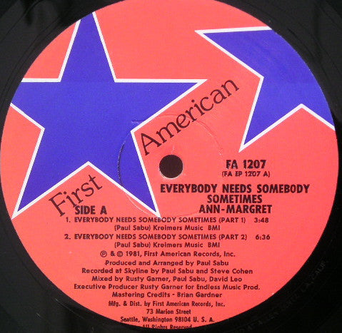 Ann Margret : Everybody Needs Somebody Sometimes (12")