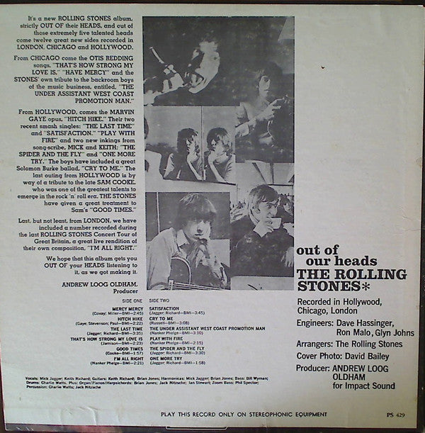 The Rolling Stones : Out Of Our Heads (LP, Album, Pit)