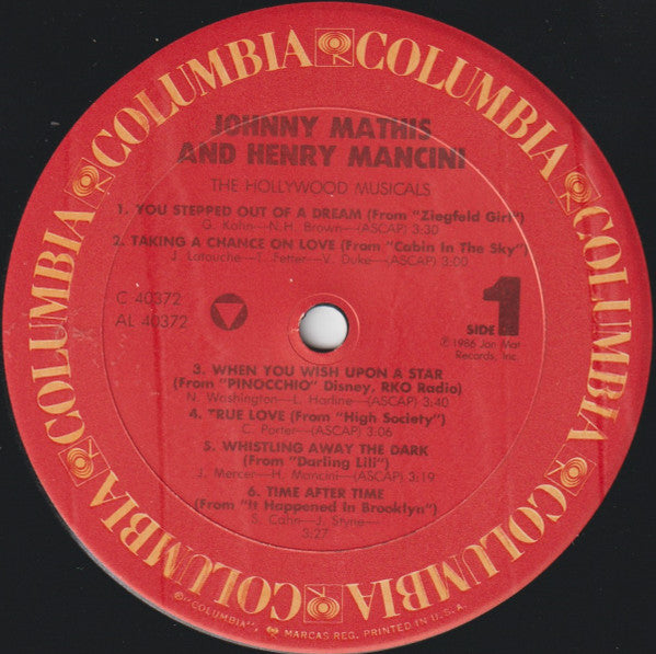 Johnny Mathis And Henry Mancini : The Hollywood Musicals (LP, Car)