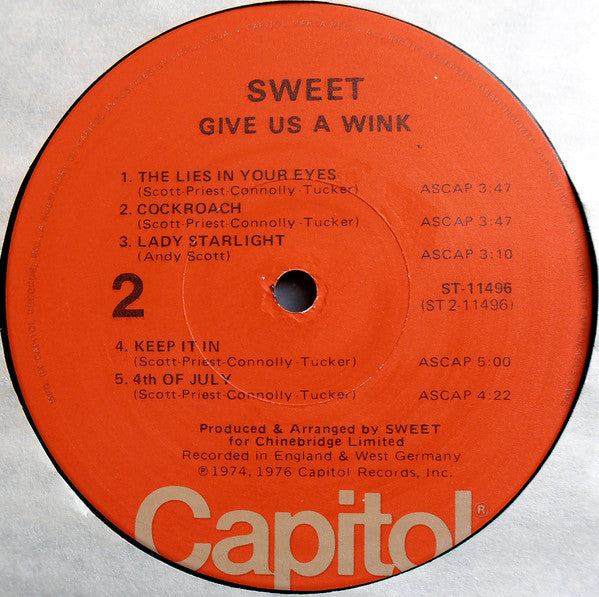 The Sweet : Give Us A Wink (LP, Album, Jac)