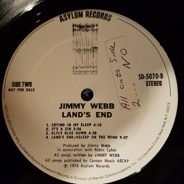 Jimmy Webb : Land's End (LP, Album, Promo)
