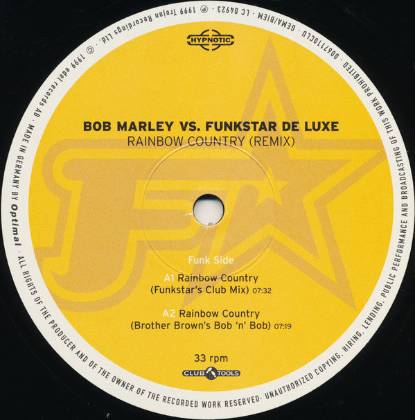 Bob Marley Vs. Funkstar De Luxe : Rainbow Country (Remix) (12")