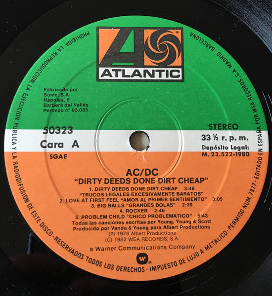 AC/DC : Dirty Deeds Done Dirt Cheap (LP, Album, RE)