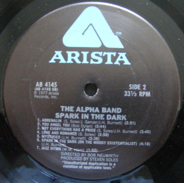 The Alpha Band : Spark In The Dark (LP, Album, Ter)