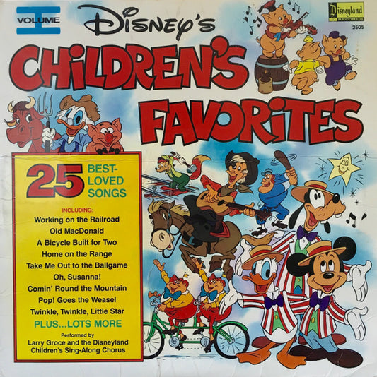 Larry Groce And The Disneyland Children's Sing-Along Chorus : Disney's Children's Favorites Volume I (LP, RE, PRC)