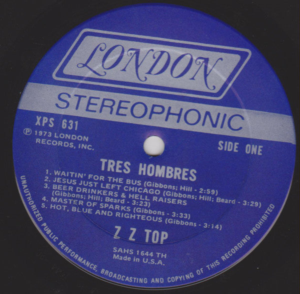ZZ Top : Tres Hombres (LP, Album, Ter)