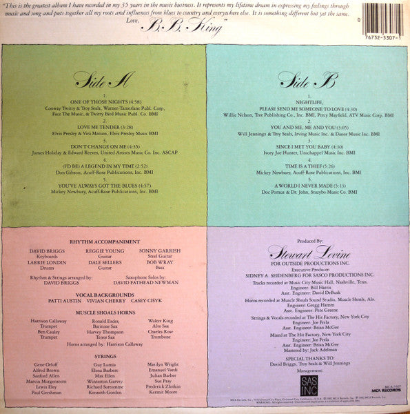 B.B. King : Love Me Tender (LP, Album)