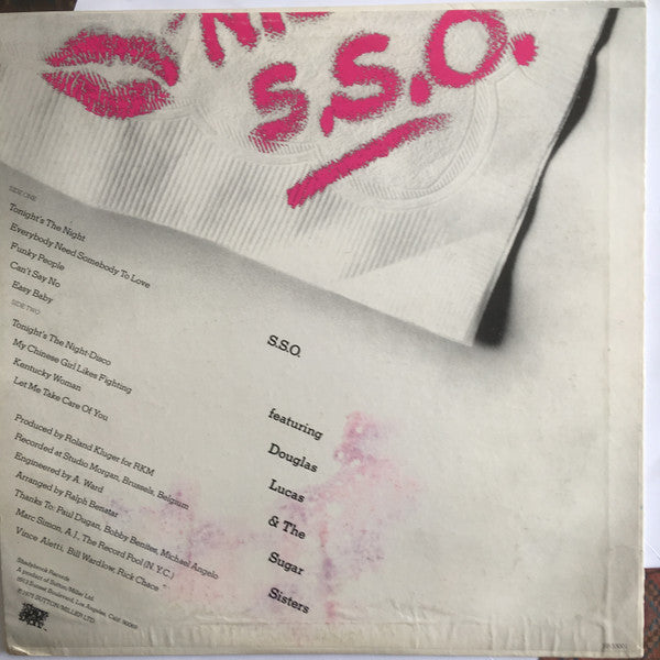 The S.S.O. Orchestra Featuring Douglas Lucas & The Sugar Sisters : Tonight's The Night (LP, Album)