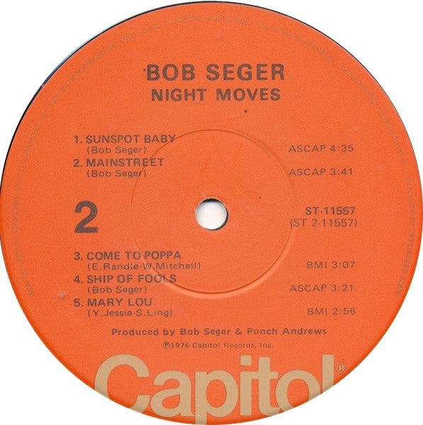 Bob Seger & The Silver Bullet Band* : Night Moves (LP, Album, Jac)