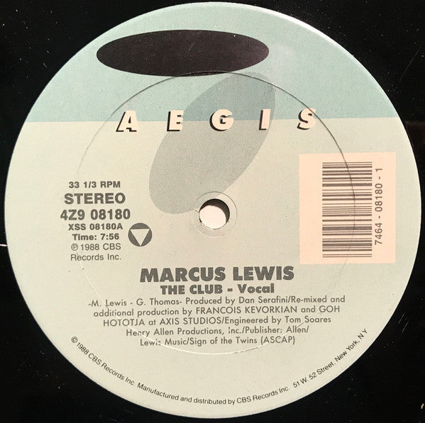 Marcus Lewis : The Club (12")