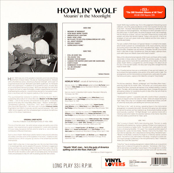 Howlin' Wolf : Moanin' In The Moonlight (LP, Album, Mono, Ltd, RE, 180)