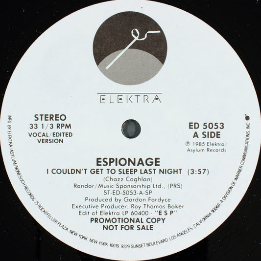 Espionage (4) : I Couldn't Get To Sleep Last Night (12", Single)