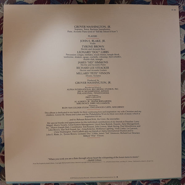 Grover Washington, Jr. : Paradise (LP, Album)