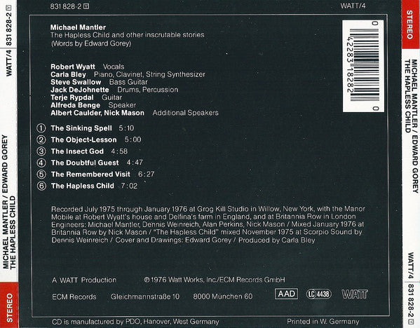 Michael Mantler / Edward Gorey : The Hapless Child (And Other Inscrutable Stories) (CD, Album, RE, PMD)