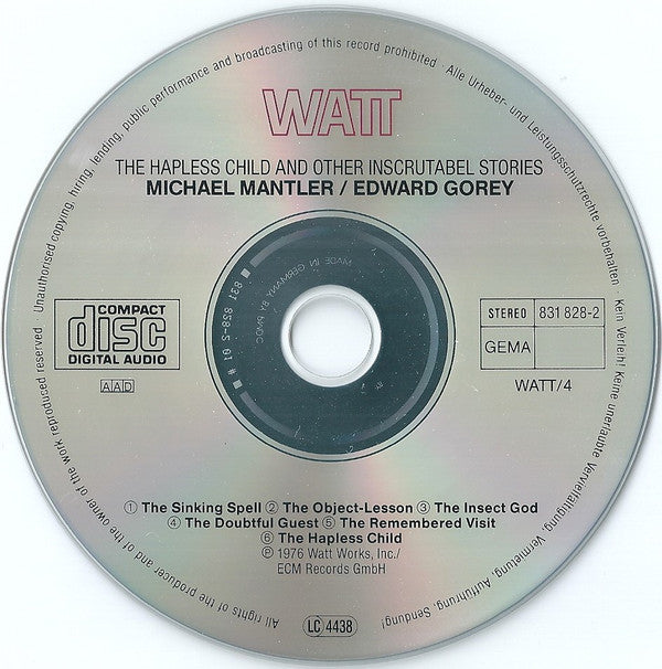 Michael Mantler / Edward Gorey : The Hapless Child (And Other Inscrutable Stories) (CD, Album, RE, PMD)