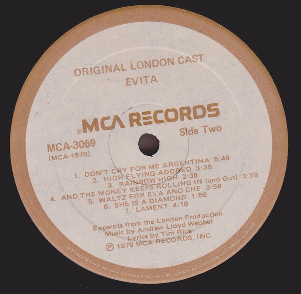 Andrew Lloyd Webber And Tim Rice, David Essex, Elaine Paige, Joss Ackland & Harold Prince : Evita: Original London Cast Recording (LP, Gat)