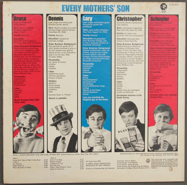 Every Mothers' Son : Every Mothers' Son (LP, Album, Mono)