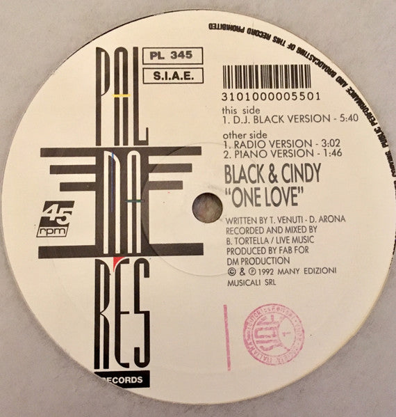 DJ Black (2) & Cindy (2) : One Love (12")