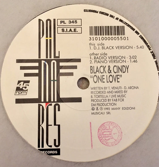 DJ Black (2) & Cindy (2) : One Love (12")