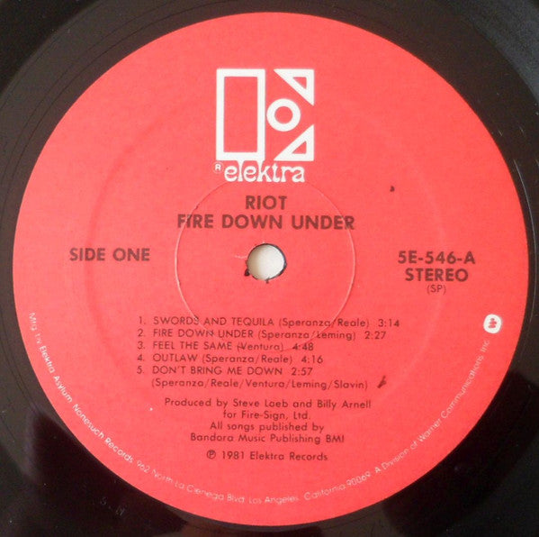 Riot (4) : Fire Down Under (LP, Album, SRC)