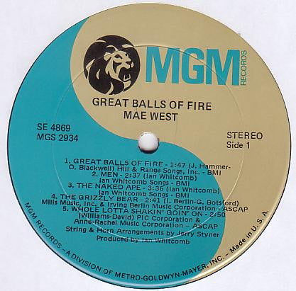 Mae West : Great Balls Of Fire (LP)