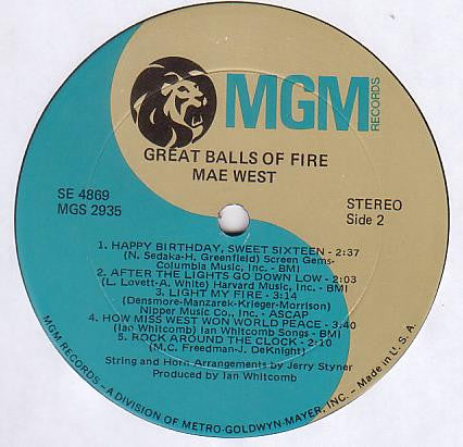 Mae West : Great Balls Of Fire (LP)