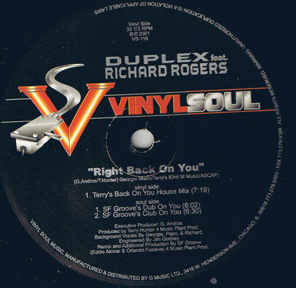 Duplex (9) : Right Back On You (12")