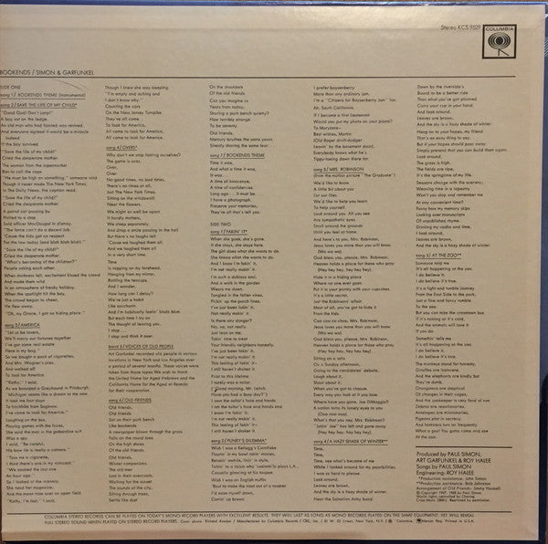 Simon & Garfunkel : Bookends (LP, Album, Ter)