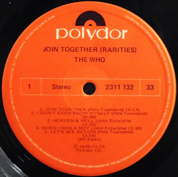 The Who : Join Together (Rarities) (LP, Comp)