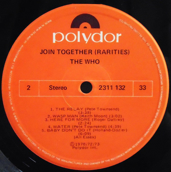 The Who : Join Together (Rarities) (LP, Comp)
