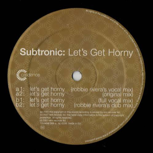 Subtronic : Let's Get Horny (12")