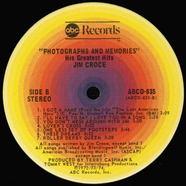 Jim Croce : Photographs & Memories (His Greatest Hits) (LP, Comp, Ter)