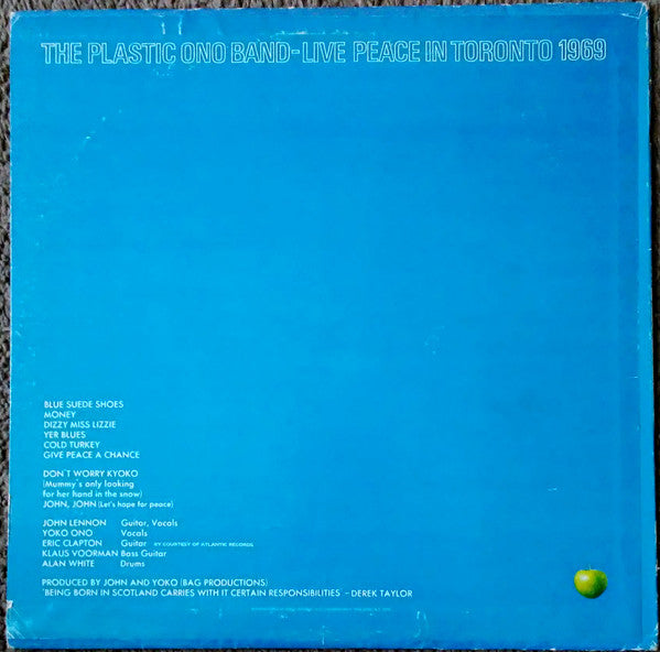 The Plastic Ono Band : Live Peace In Toronto 1969 (LP, Album, Jac)
