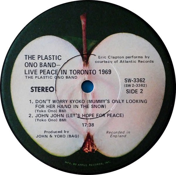 The Plastic Ono Band : Live Peace In Toronto 1969 (LP, Album, Jac)