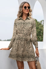 Ditsy Leopard Button Down Belted Dress