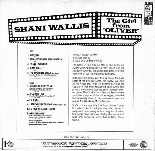 Shani Wallis : The Girl From Oliver (LP, Album)