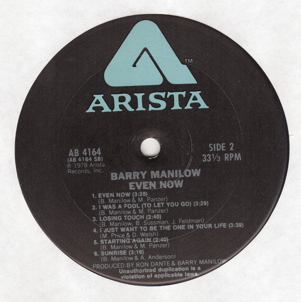 Barry Manilow : Even Now (LP, Album, Ter)