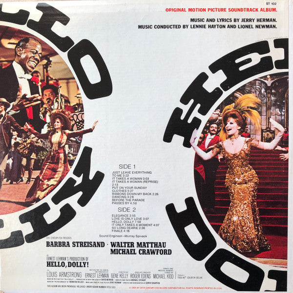 Barbra Streisand, Louis Armstrong : Hello Dolly! (Original Motion Picture Soundtrack Album) (LP, Album, RE, Ind)