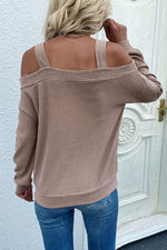 Cold Shoulder Rib-Knit Sweater