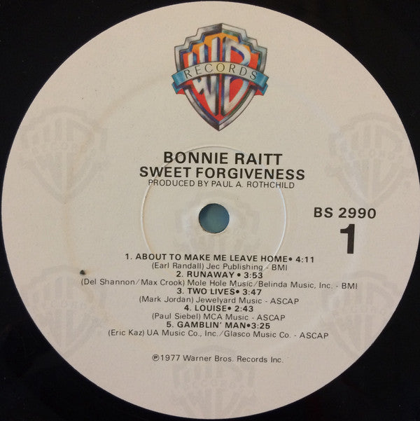 Bonnie Raitt : Sweet Forgiveness (LP, Album, RE, Win)