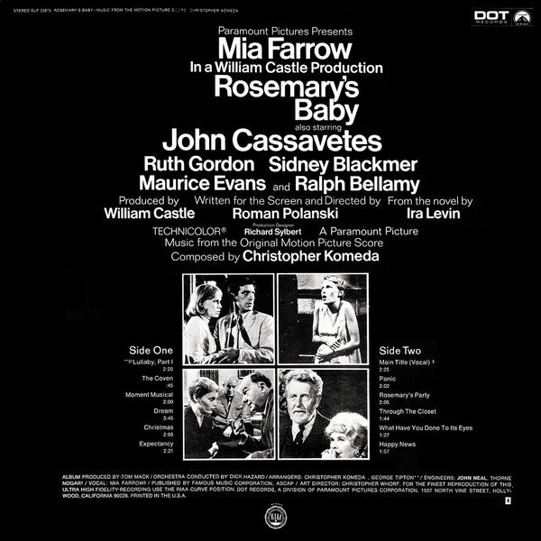 Krzysztof Komeda : Rosemary's Baby (Music From The Motion Picture Score) (LP, Album)