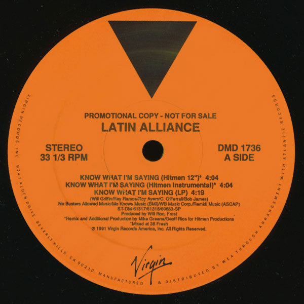 Latin Alliance : Know What I'm Saying (12", Promo)