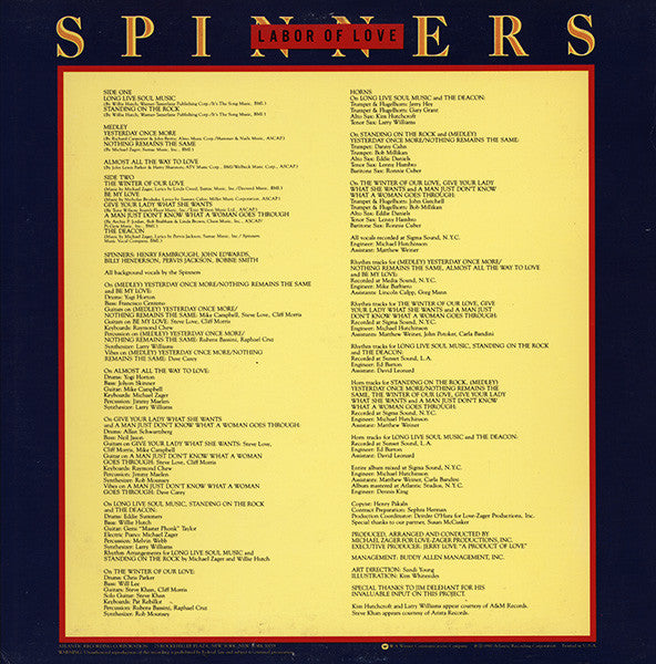 Spinners : Labor Of Love (LP, Album, MO,)